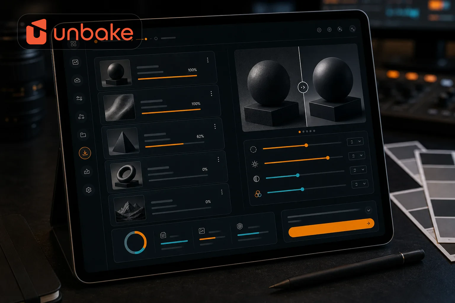 Unbake image export and cleanup interface close-up with the real logo