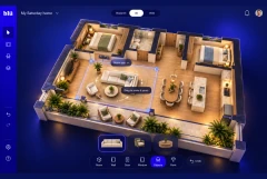 Blüprint Calm Builder design concept showing a furnished 3D apartment