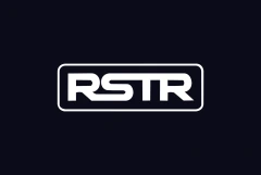 RSTR white outlined wordmark on a dark background