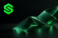 SapieSense green symbol above folded glass forms